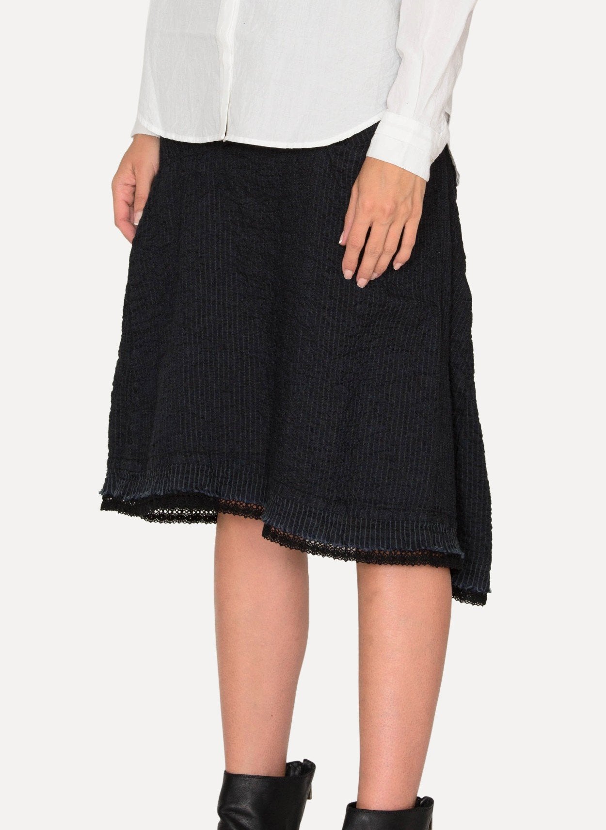 Handmade Organic Catanella Weave Skirt w/Venetian Lace