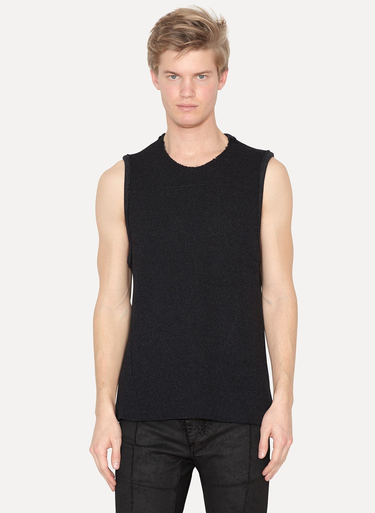 Anthracite Cotton Wool Knit Vest