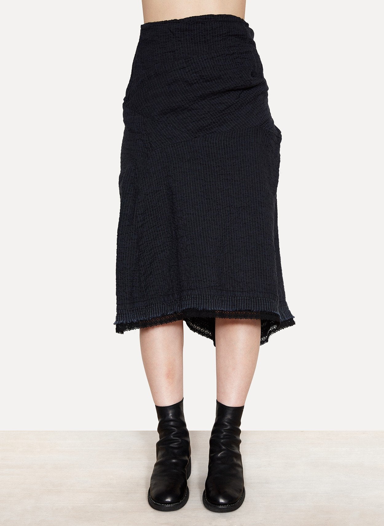 Handmade Organic Catanella Weave Skirt w/Venetian Lace