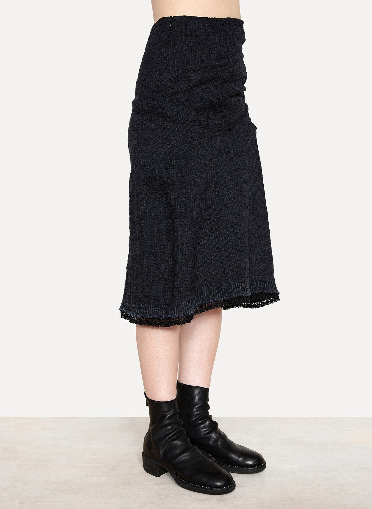 Handmade Organic Catanella Weave Skirt w/Venetian Lace