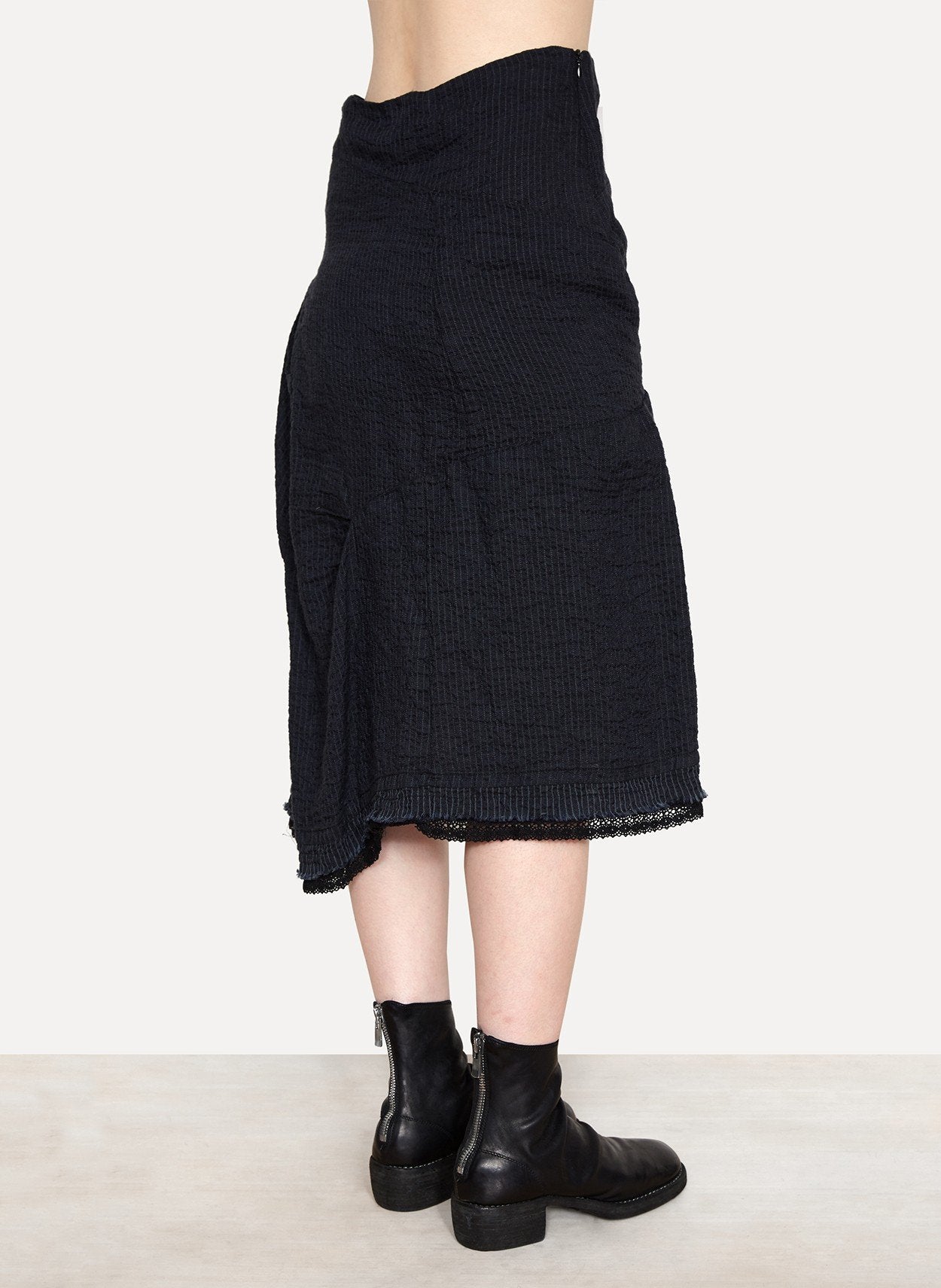 Handmade Organic Catanella Weave Skirt w/Venetian Lace