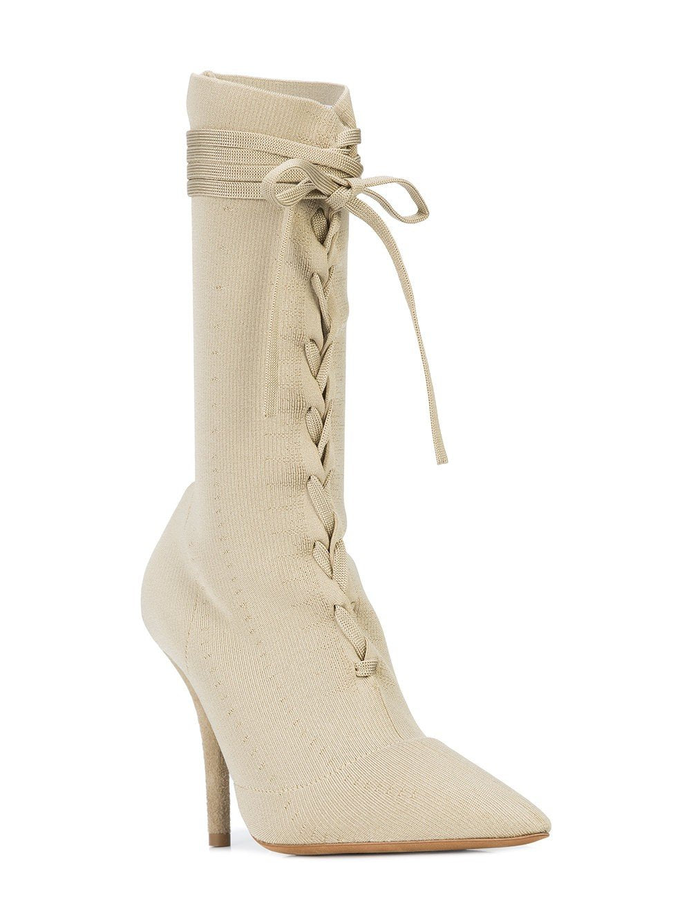 Gold Tan Knit Lace Up Boot