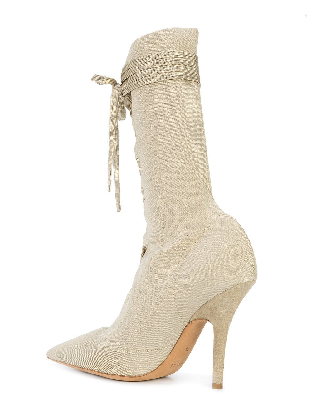 Gold Tan Knit Lace Up Boot