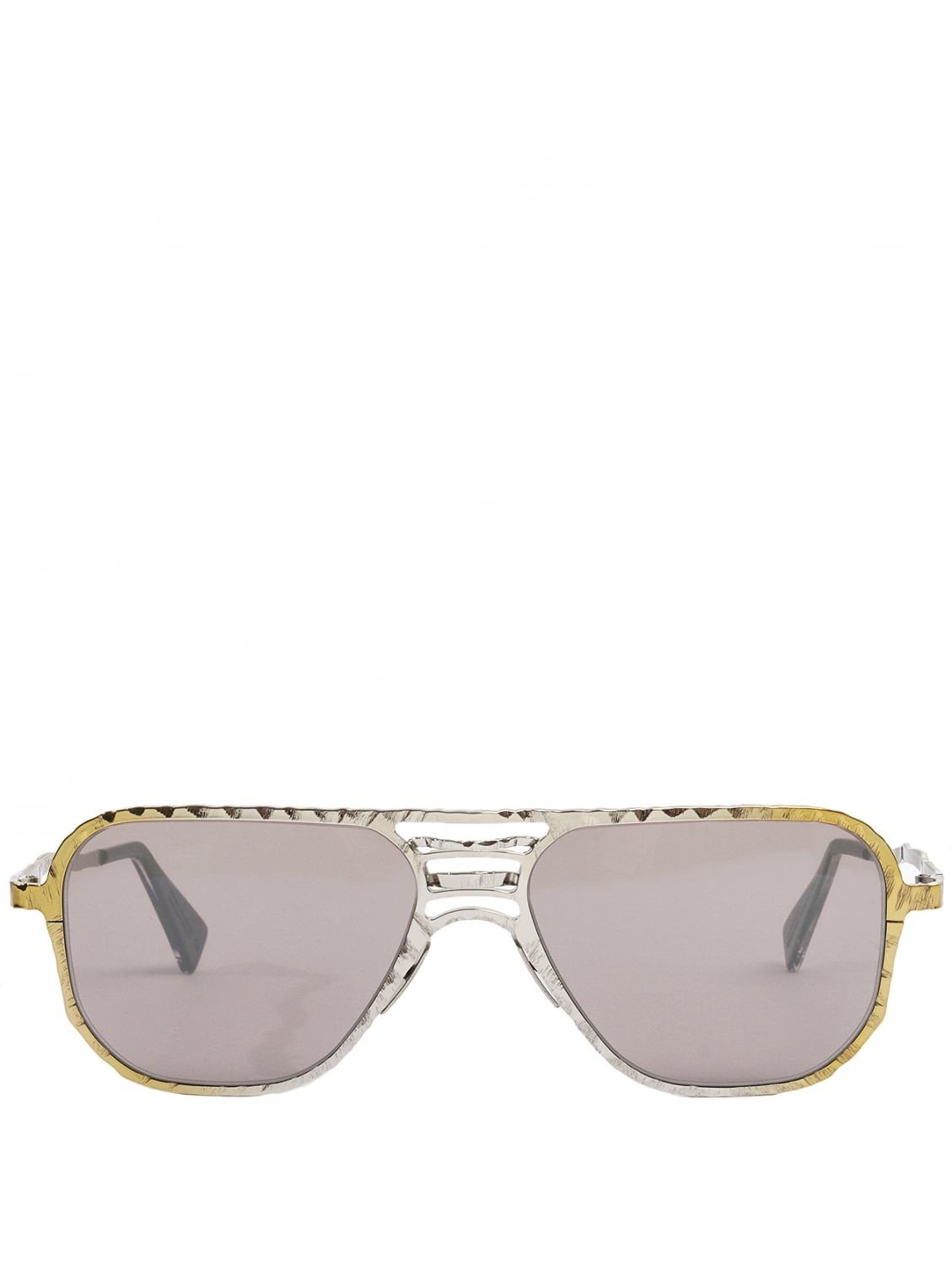 Textured Frame Aviator Sunglasses Gold/Silver