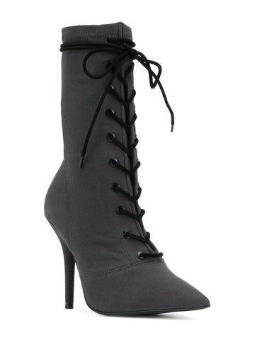 Graphite Stretch Canvas Ankle Boot