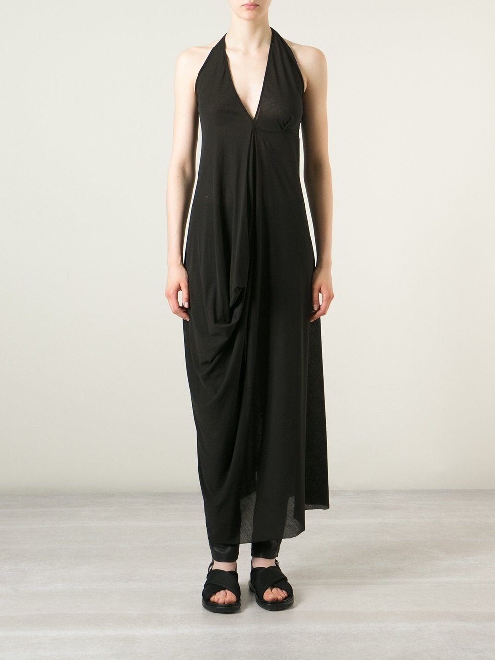 Black Draped Maxi Dress