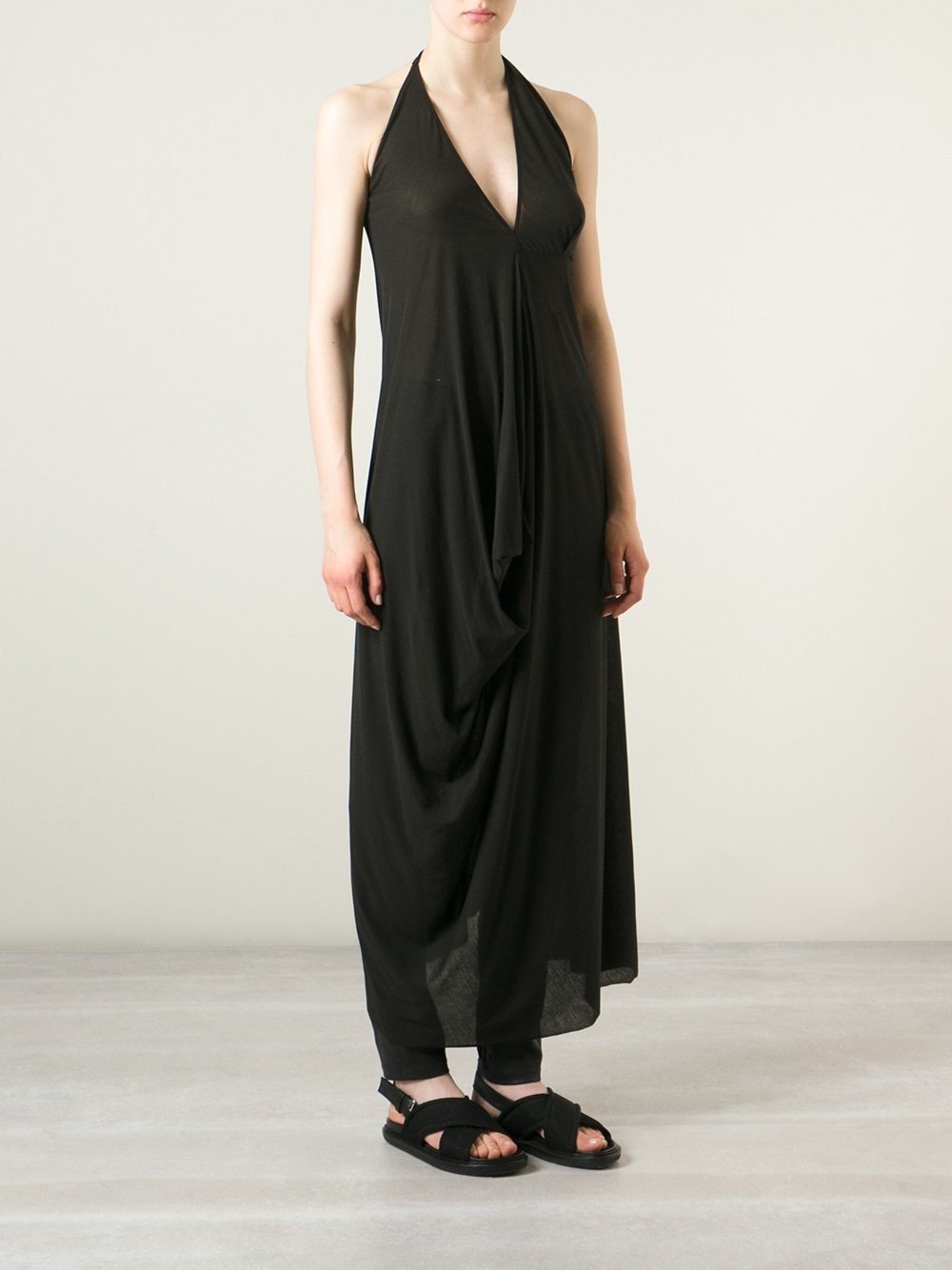 Black Draped Maxi Dress