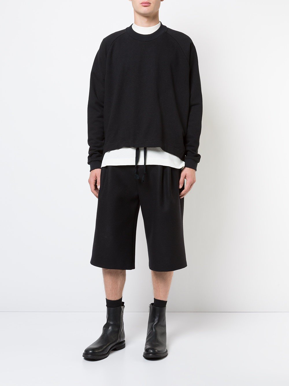 Black Linen Cotton Crewneck Sweat