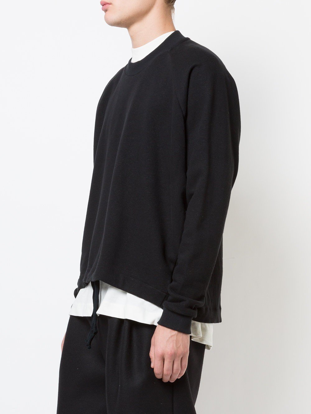 Black Linen Cotton Crewneck Sweat