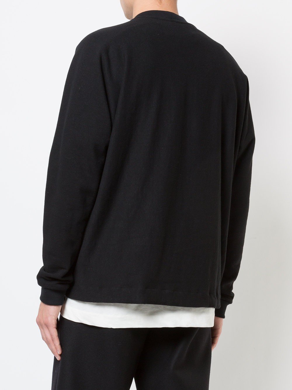 Black Linen Cotton Crewneck Sweat