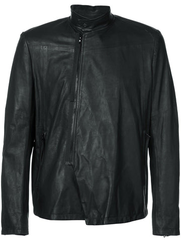 Off Center Zipped Leather Jacket