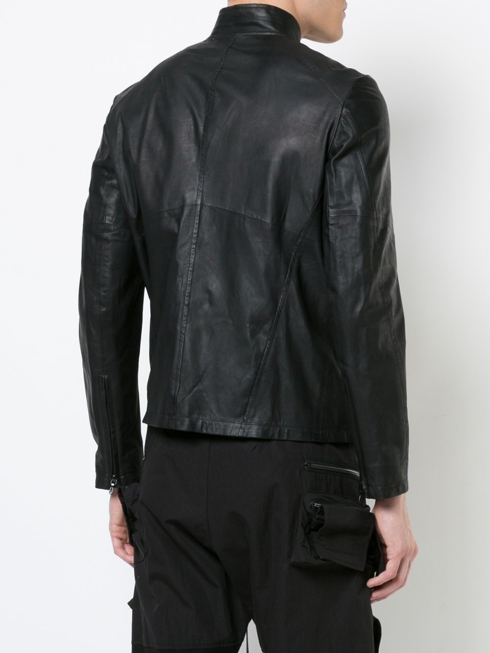 Off Center Zipped Leather Jacket