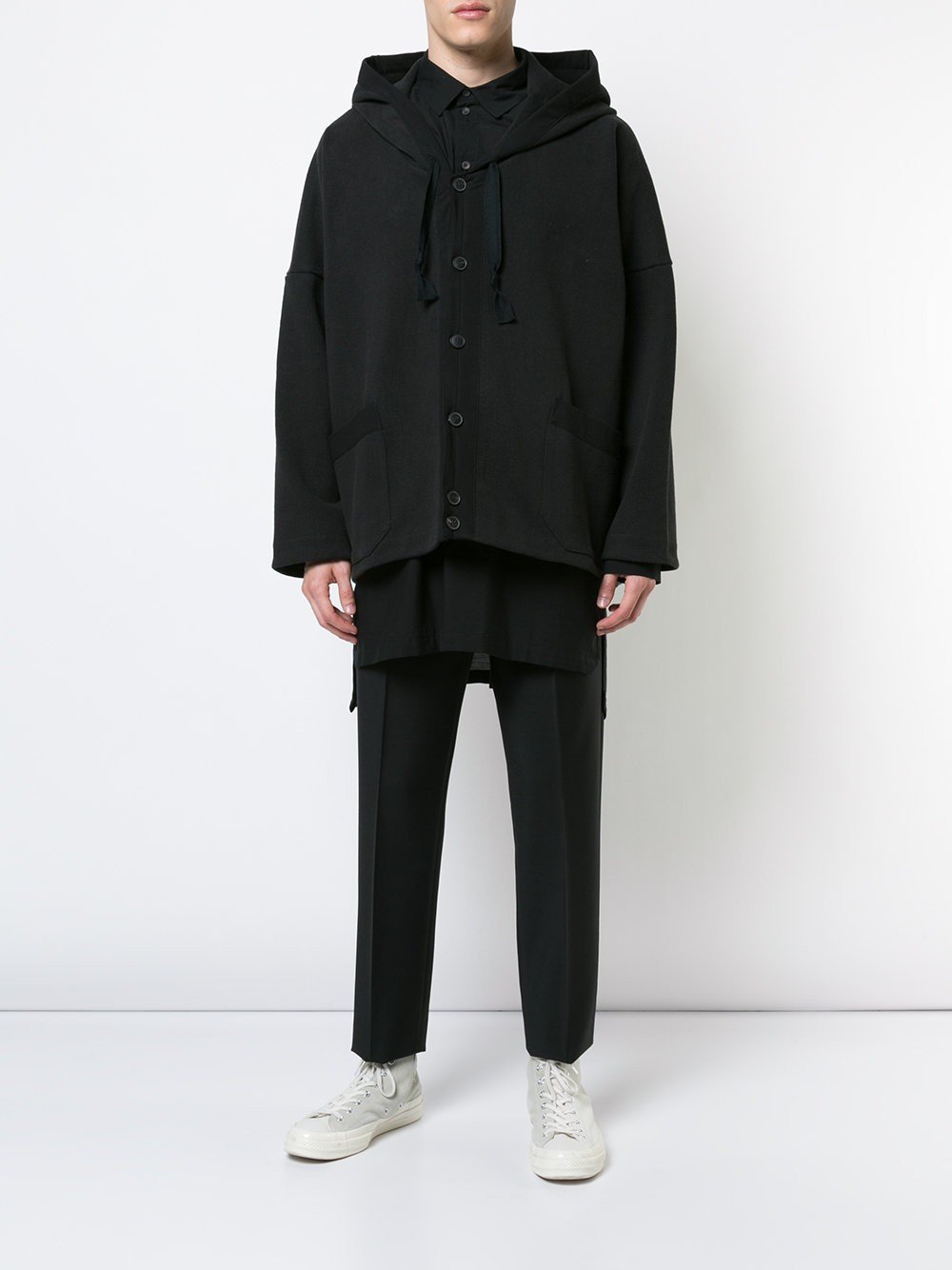 Black Compact Hooded Sweat Cardigan