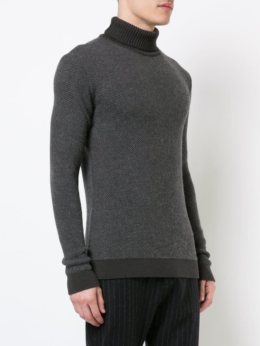 Grey High Neck Knit Sweater