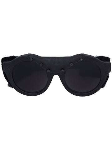 A2 Round Leather Detail Sunglasses