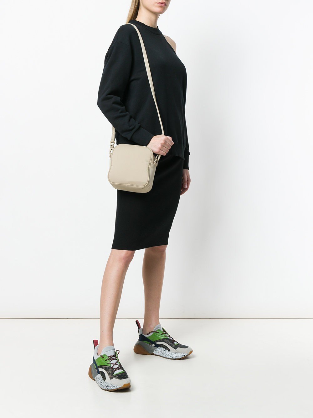Unisex Cross Body Bag Square Taupe