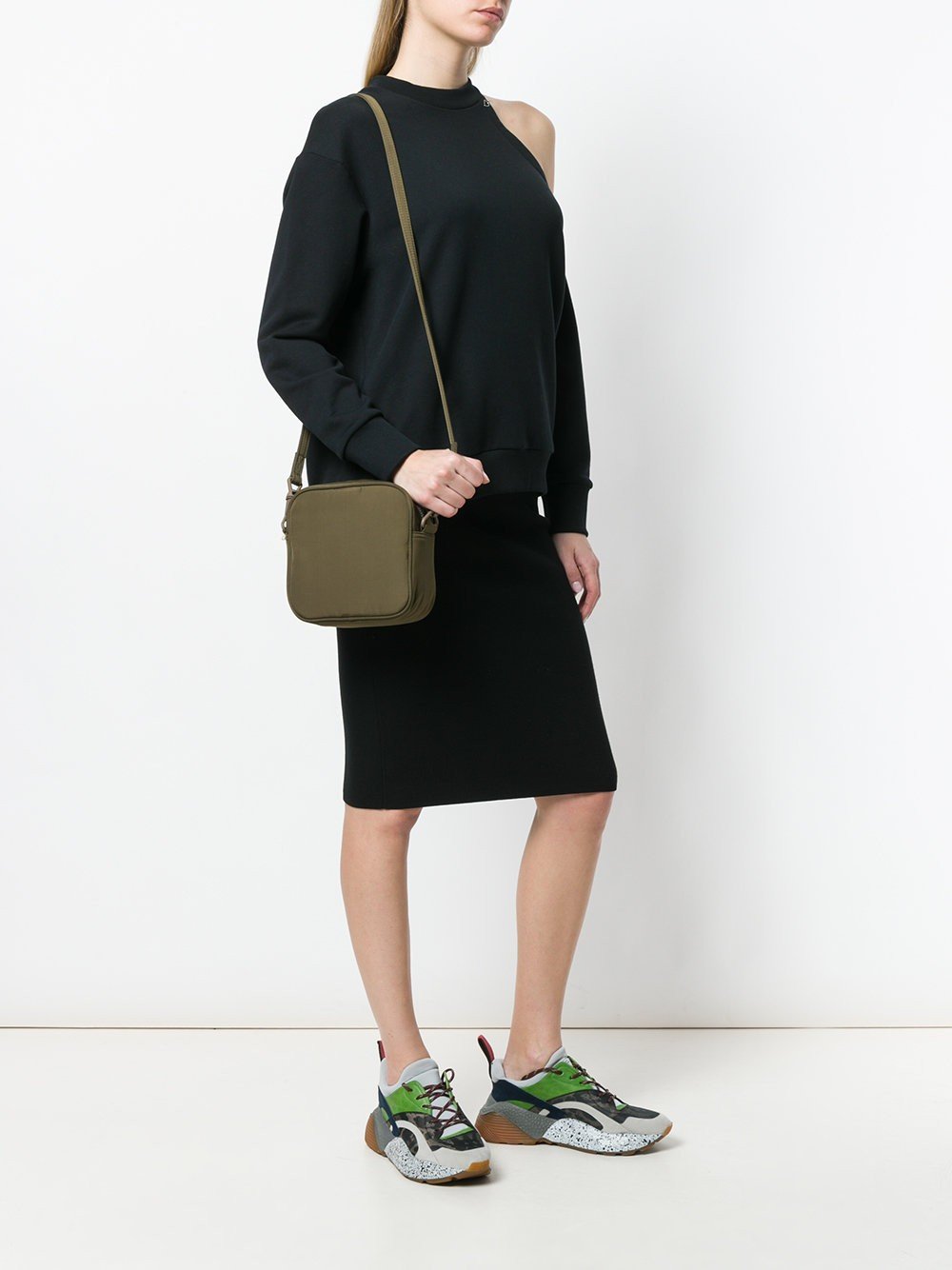 Unisex Cross Body Bag Square Kaki