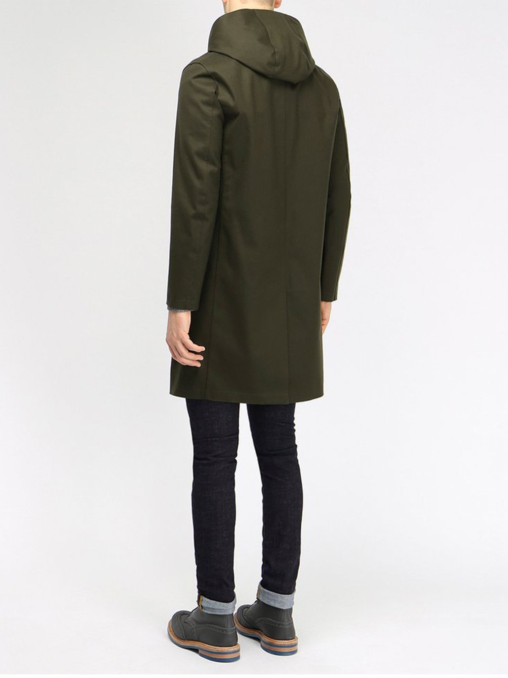 Rubberised Hooded Wool Coat